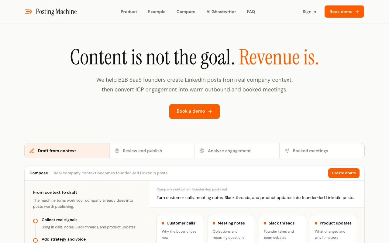 Posting Machine homepage