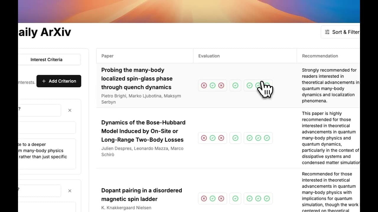 Personalized Daily ArXiv Demo Video
